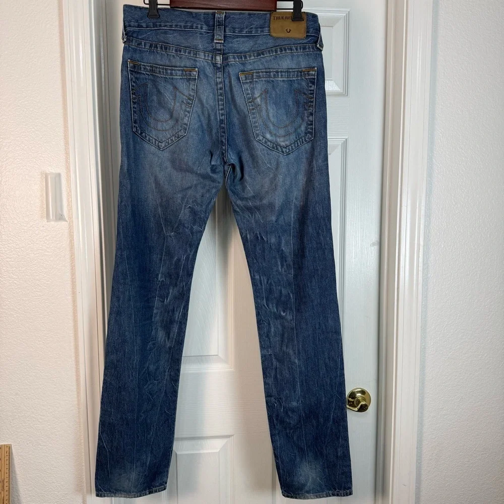 True Religion Geno Jeans Men's Size 30 (32X34) Blue Relaxed Slim No Flap - Picture 3 of 13